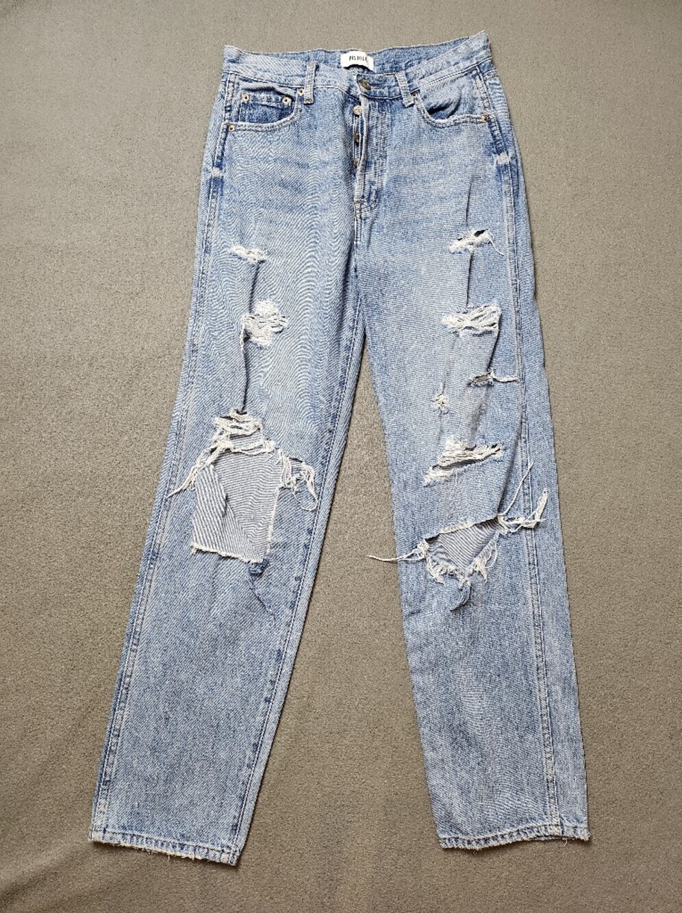 Pistola Distressed Light Wash Wide Leg Jeans Size 25